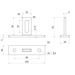 Úchyt ozdobný 100x25/5mm Úchyt ozdobný 100x25/5mm